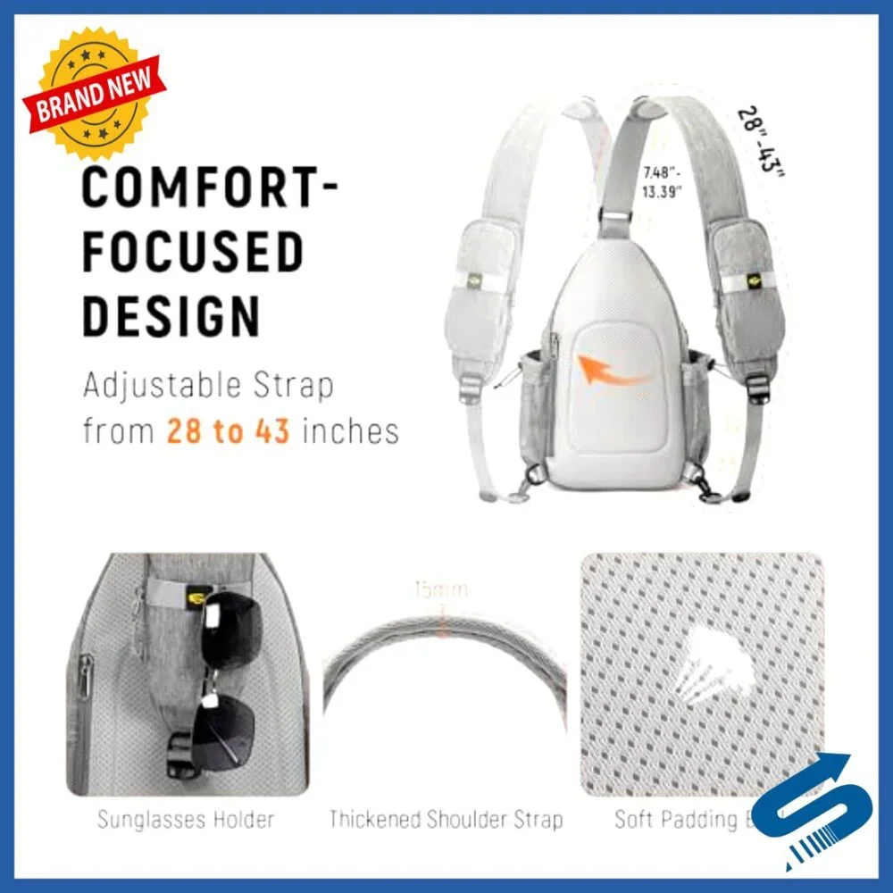 Anti-Theft RFID Crossbody Sling Bag with 7 Pockets Water-Resistant Travel